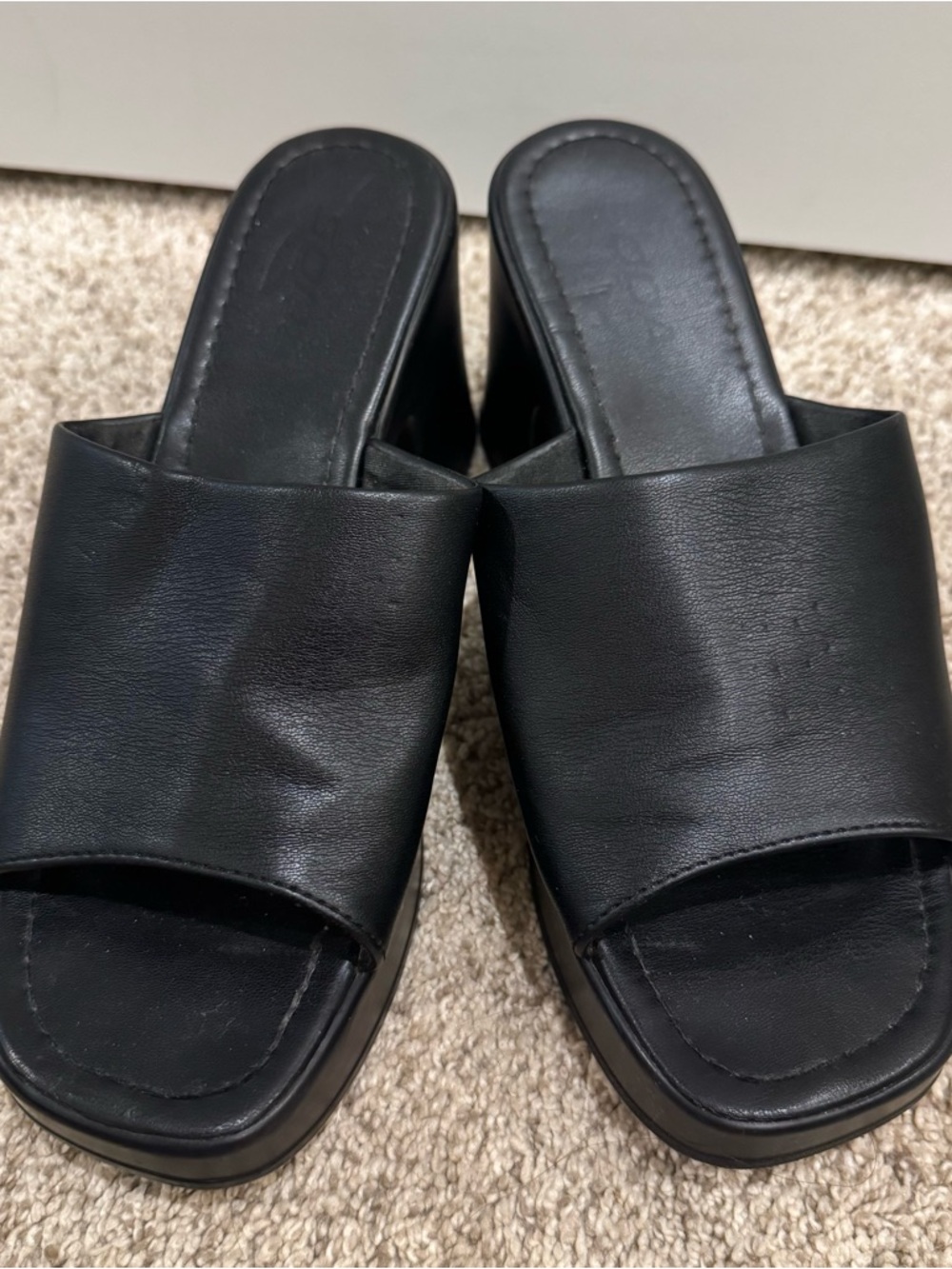 Soda Black Slide Heeled Sandals